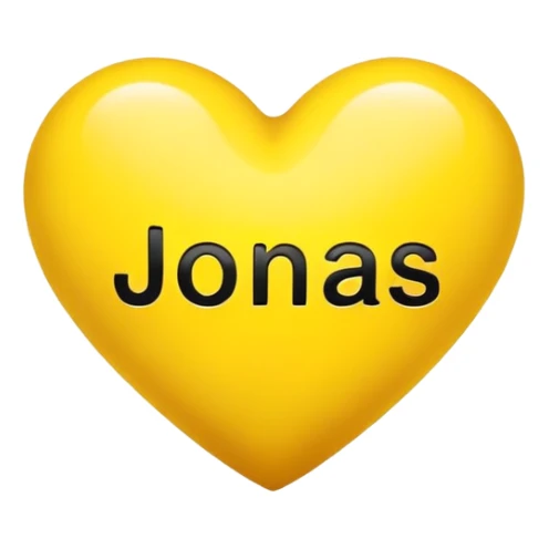 Yellow heart with „Jonas“ inside in black letters sticker