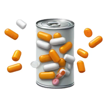 can of spilled pills sticker