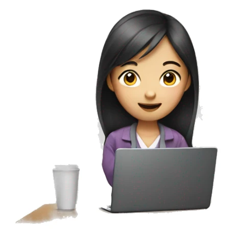 Asian girl with smart phone and laptop sticker