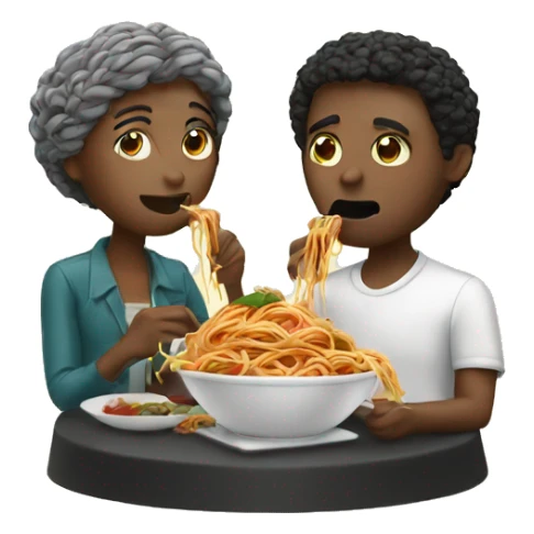 Black and white couple eating spaghetti  sticker