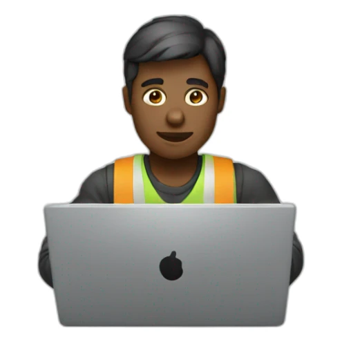 developer emoji working on laptop black emoji sticker