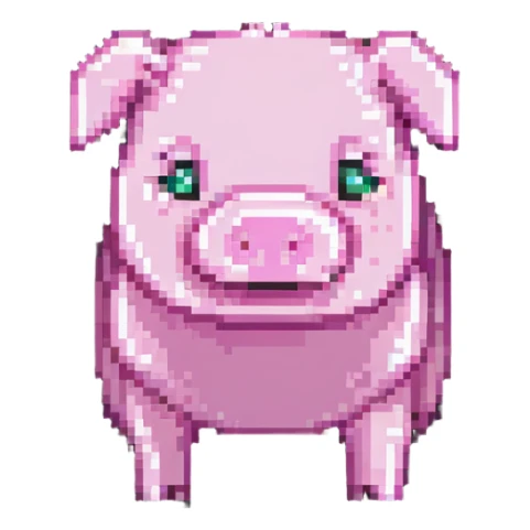 Minecraft pig, full body, pink blocky animal with square head sticker