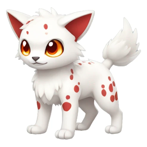 Cute cool white red animal hybrid Fakemon full body sticker