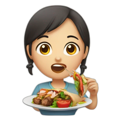 asian girl eating kebab sticker
