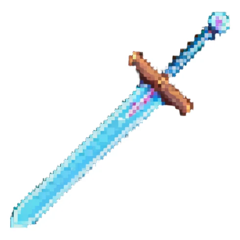 pixel art style diamond sword reminiscent of retro games sticker