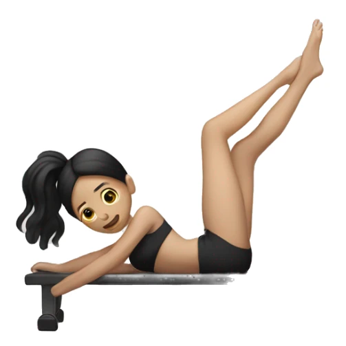 girl with white skin and black hair doing pilates  sticker