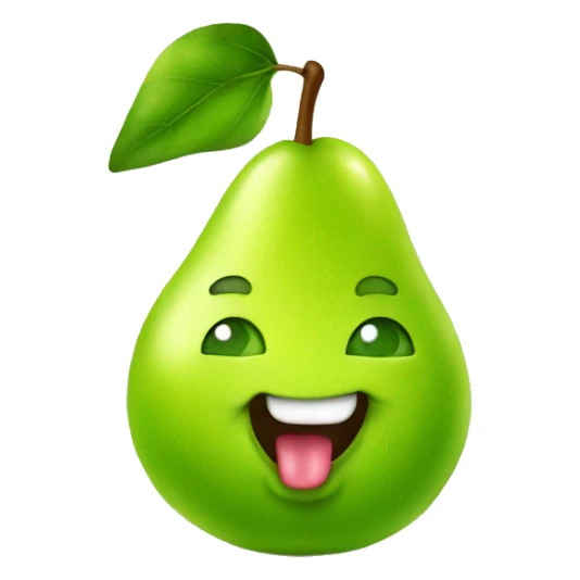 Shiny Green Cute pear with tongue sticker
