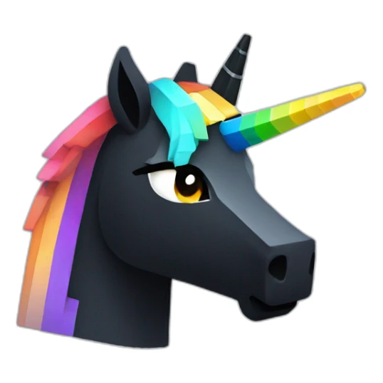 Minecraft Rainbow Black Unicorn Head With Diamond Horn sticker