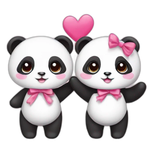 Couple panda cute , female panda pink ribbon sticker