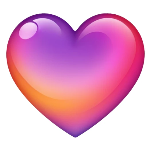 This emoji shows a stylized heart shape rotated 90 degreesIt features a smooth gradient blending warm orange, pink, and purple tones, creating a soft and vibrant look.  sticker