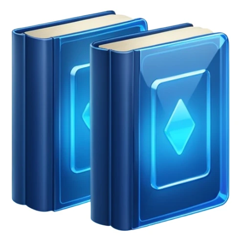 2 dark neon blue glass books sticker
