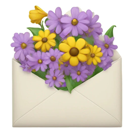 An opened envelope that has flowers coming out of it sticker