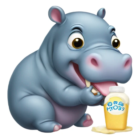 Baby hippo eating mayonnaise sticker