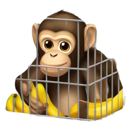 Monkey in a cage. Can't reach the banana.  4к sticker