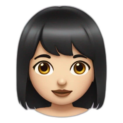 Girl with black eyes chubby cheekes sweet face black haired with wolf cut bangs sticker