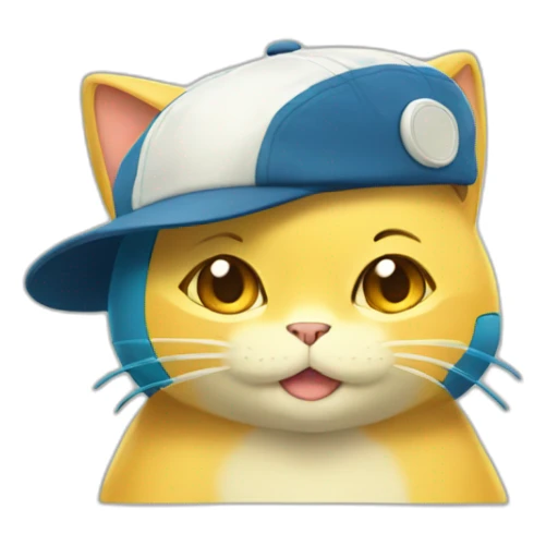 Yellow cat with cap of snorlax sticker