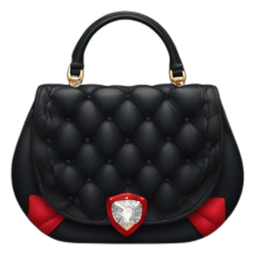 black elegant handbag with red diamond in the center sticker