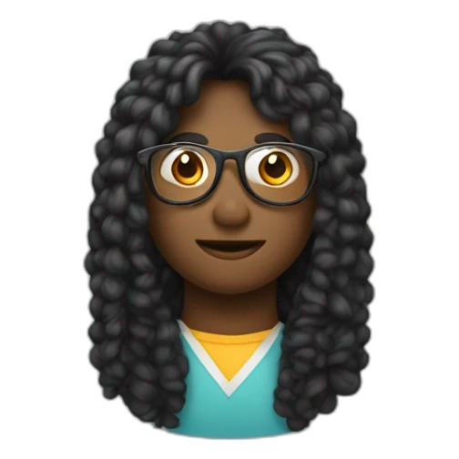 Moça Negra cabelo de rabo de cavalo, e óculos redondo fino sticker