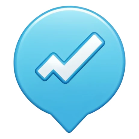 blue checkmark badge, TikTok inspired, modern digital look, clear, easy to identify sticker