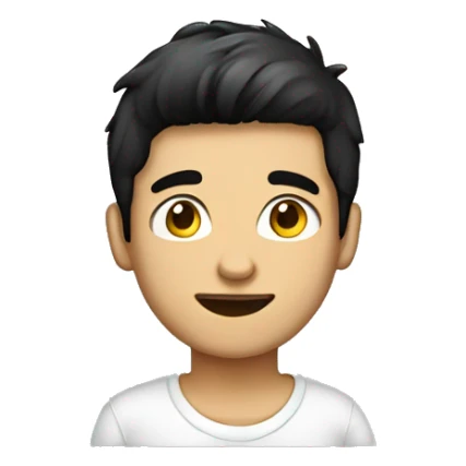 Graphic Designer boy have a black hair with laptop sticker