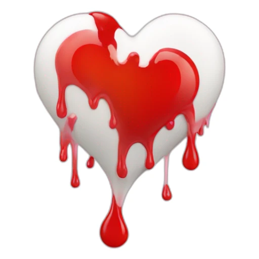 red heart with white liquid dripping from the bottom sticker