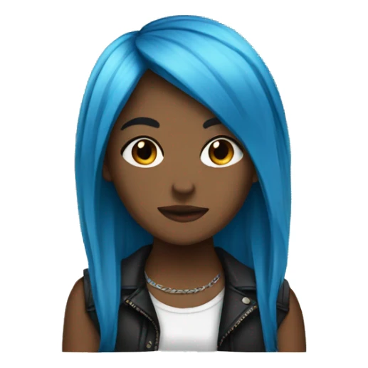 emo girl brown skin blue hair  sticker