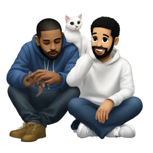 kendrick lamar and drake petting a cat sticker