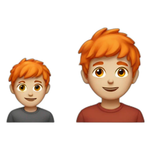 Boy with red jumper and orange hair sticker