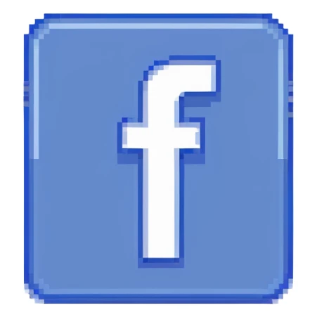Facebook logo with blue square and white f sticker