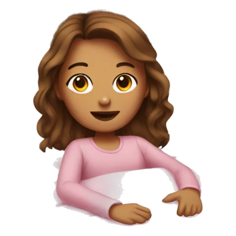 Girl with brown hair in pink bed sticker