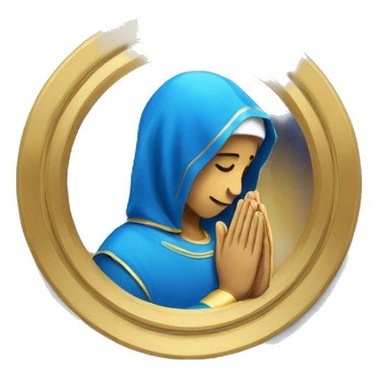 Badge of someone praying, gold and blue  sticker