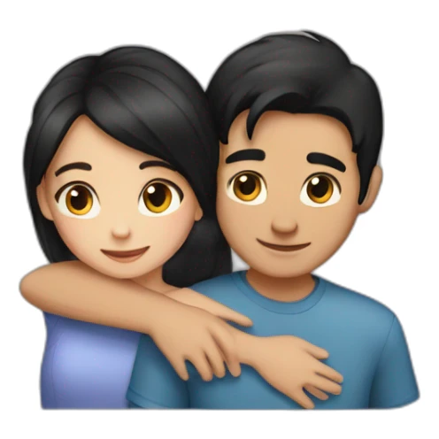 girl and boy blackhair hug sticker
