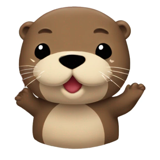 plush otter with heart and kiss sticker