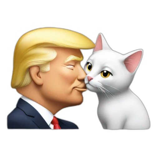 trump kissing a cat sticker