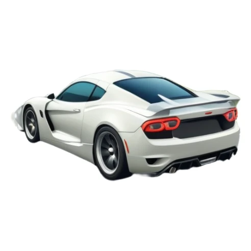 An icon showing a sleek car speeding down a winding road, inspired by Need for Speed. The design features dynamic motion lines, with a stunning, scenic background of mountains and forests. The car races past, creating a sense of thrill and speed. Transparent background. sticker