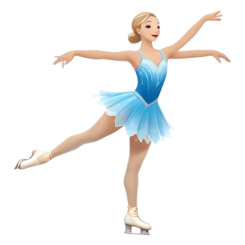 An icon showing a graceful figure skater performing a spin on the ice in a grand ice palace. The rink is illuminated by soft light beams, with cheering spectators in the stands. Snowflakes gently fall, adding to the magical atmosphere. Transparent background highlights elegance and artistry. sticker