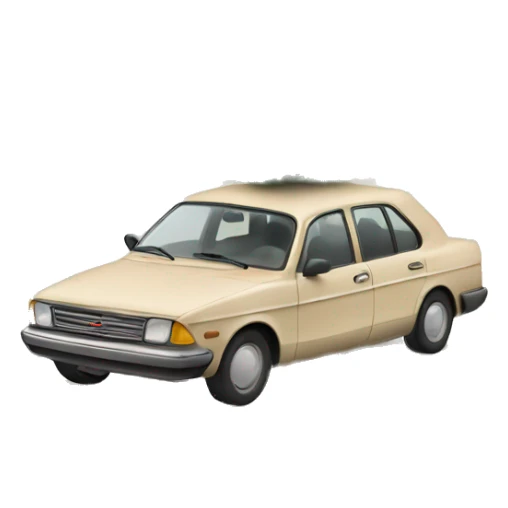 Beige nostalgic car with christmas tree laying on the roof sticker