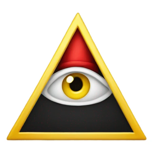 Yellow triangle with an eye, top hat and bow tie sticker