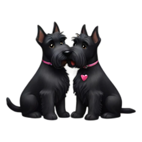 Two black Scottish terrier kissing sticker