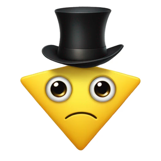 Yellow triangle with one big eye and a black top hat sticker