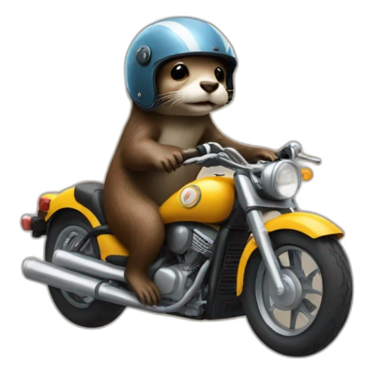 otter riding a motorcycle wearing helmet sticker