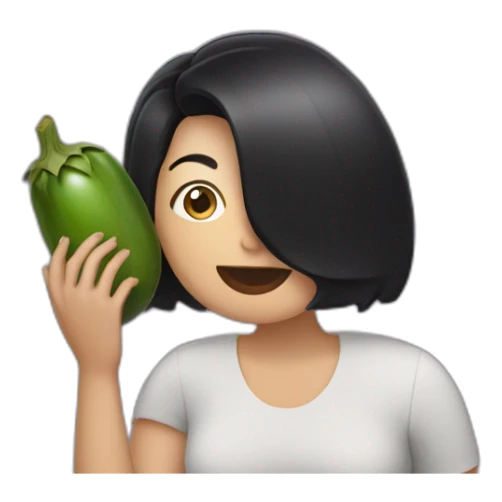 woman with black hair eating an eggplant without using their hands sticker