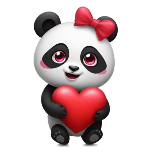 Emoji panda con corazones rosas alrededor  sticker