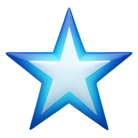 blue star with 11 angle in the center have a white tick sticker