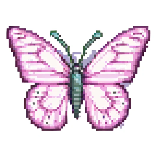 pink butterfly in pixel art style sticker