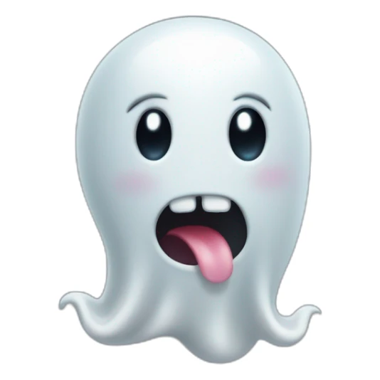 a funny little ghost who sticks out his tongue sticker