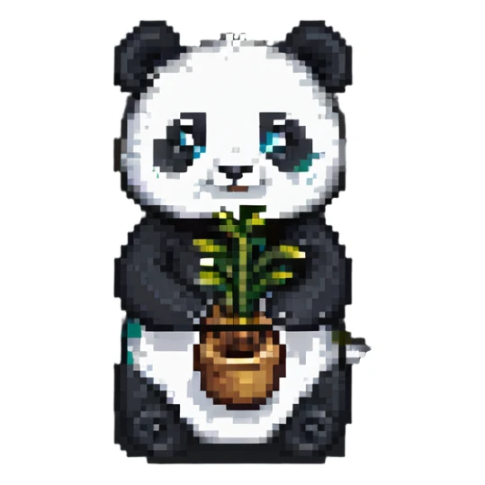 A lovely panda holding a bamboo shoot sticker