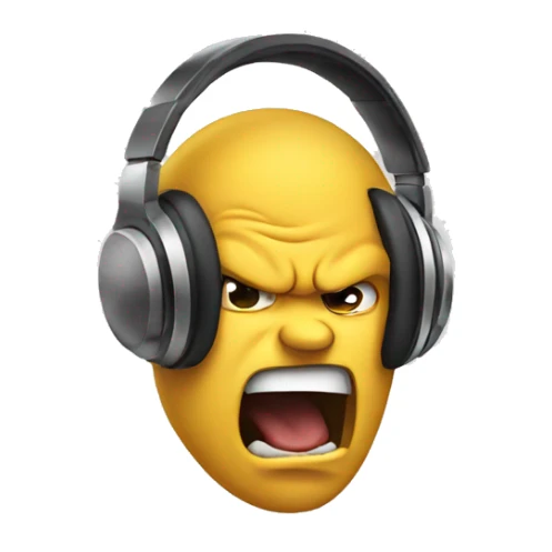 Angry emoji wearing headphones  sticker