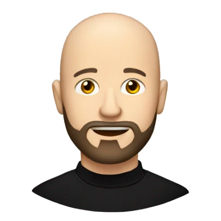A handsome bald man with a beard in a black turtleneck with a glass of wine sticker