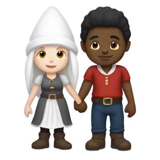 A black male gnome holding hands with a white female gnome sticker